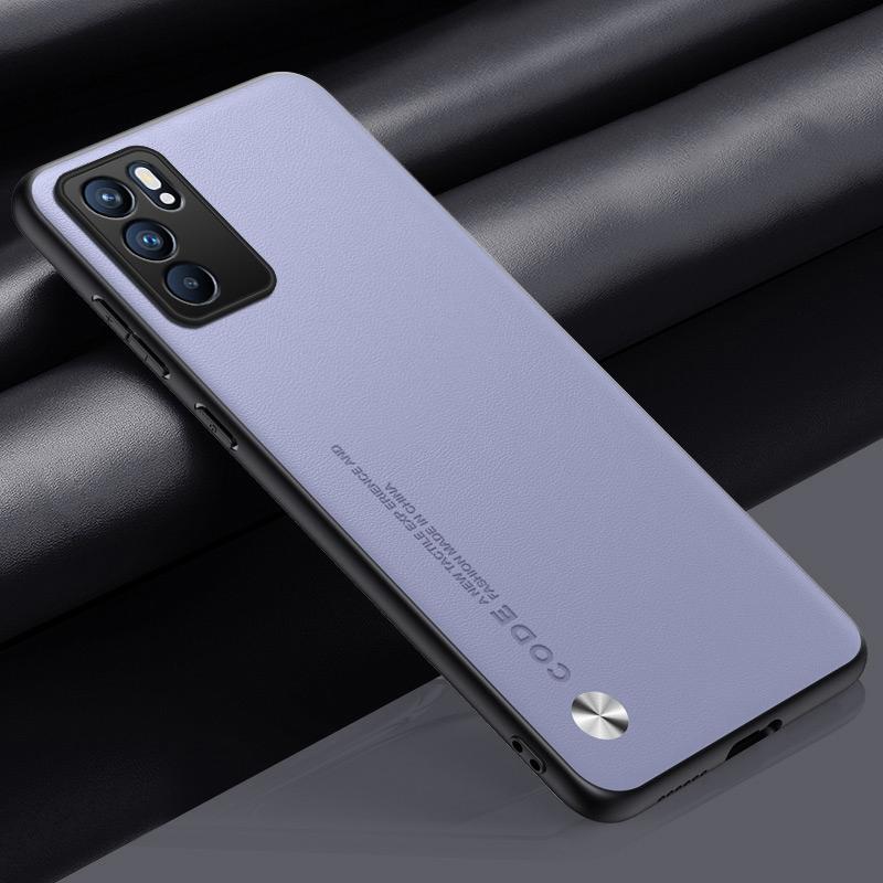 Luxury PU Leather Case For OPPO Reno 6 5G Back Cover Matte Silicone Shockproof Full Protection Phone Case For OPPO Reno6 5G