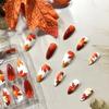 Fall Maple Leaf False Nail Thanksgiving Press On Nails Almond Shaped Medium Autumn Acrylic Artificial Fingernails Full Cover Glossy Thanksgiving