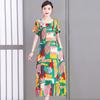 2023 Plus Size Floral Summer Cotton Dress for Middle-Aged Women