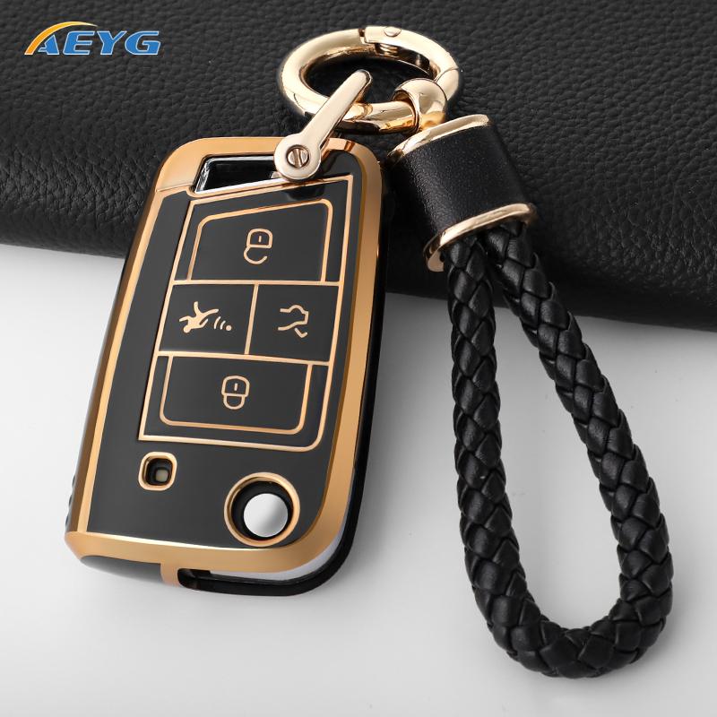 New Tpu Car Key Case Cover Shell Fob For Vw Volkswagen Golf 7 Mk7 Tiguan Mk2 For Seat Ateca Leon Fr 2 Ibiza Keychain Accessories