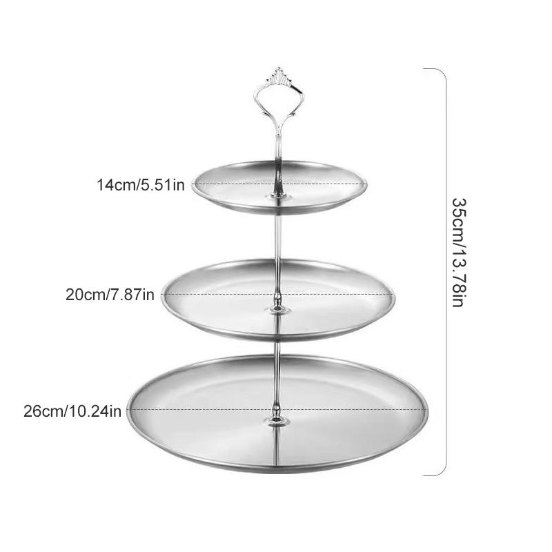 2/3Layer Stainless Steel Cake Tray, Cake, Snack Plate, Birthday, Wedding Party Dessert Stand, Table Dessert Display Stand
