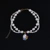 Faux Pearl Pet Collar for Dogs Cats Double-layer Beaded Necklace with Enamel Pendant for Pet Dress-up Jewelry Accessories