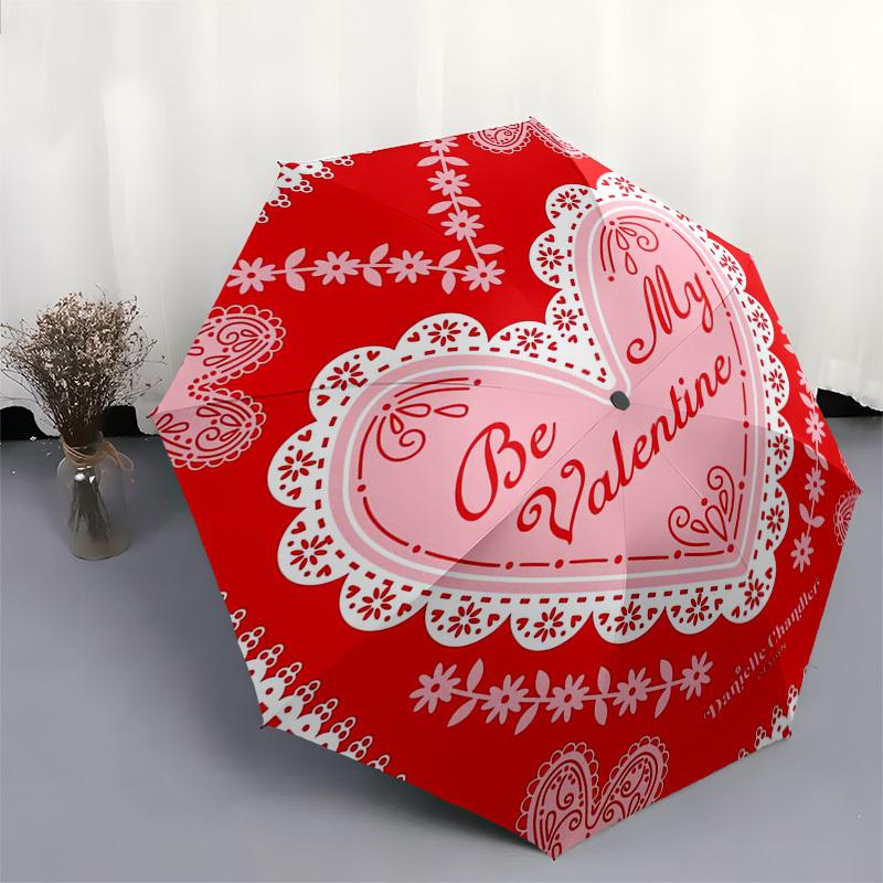 1pc Valentine's Day Card Design Umbrella with Plastic Handle,Suitable for All Seasons Home Travel Outdoor Umbrellaptys31074