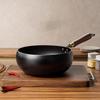 24cm Iron Wok Chinese Cooking Boiling Cookware No Coating Gas Stir Fry Pan Flat Bottom