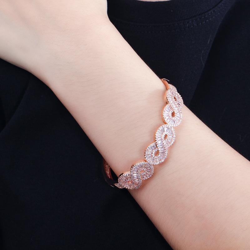 S0129 Creative Jewelry, Figure-Of-Eight Half-Circle Zircon Women'S Bracelet