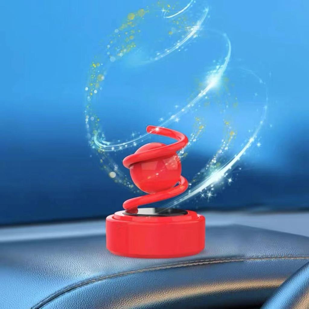 Solar-Powered Rotating Car Aromatherapy Ornament with Creative Spring Design