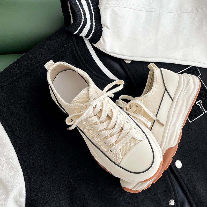 Mote Canvas Sko For Kvinner Chunky Platform Casual Sportssko Hvite Sneakers Kvinner Tykk Såle Tenis Feminino Zapatos Mujer
