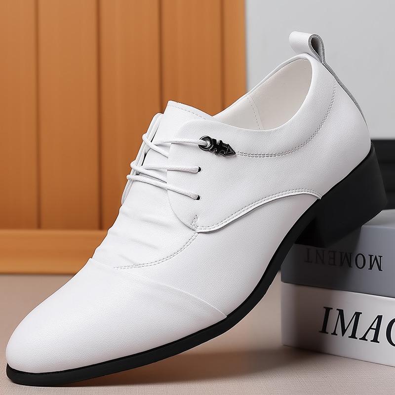 Business leather shoes men's new handmade leather casual men's shoes pointed leather shoes heightening shoes