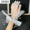 Lace Pearl Satin Bridal Gloves - Short Wedding Photo Accessory
