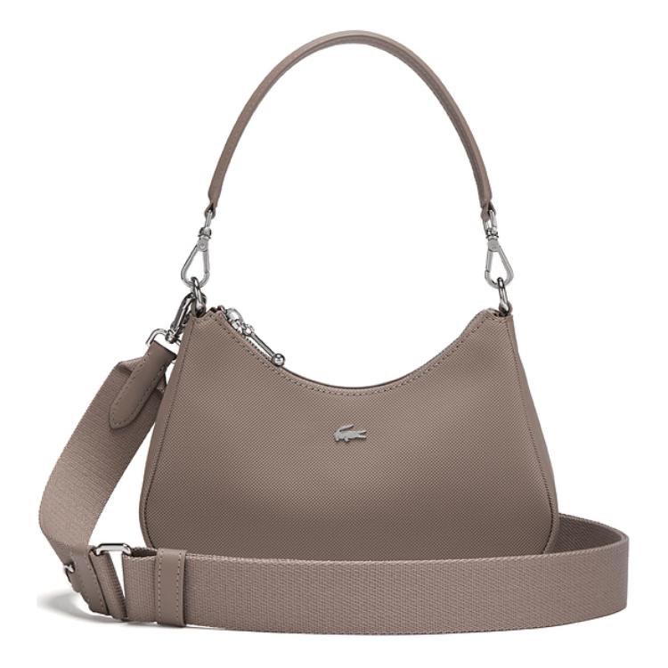 Lacoste Fashion Versatile Zipper Closure PVC Shoulder Crossbody Tote Bag Small Women bags Khaki NF4756DZ-N81 Khaki,Small