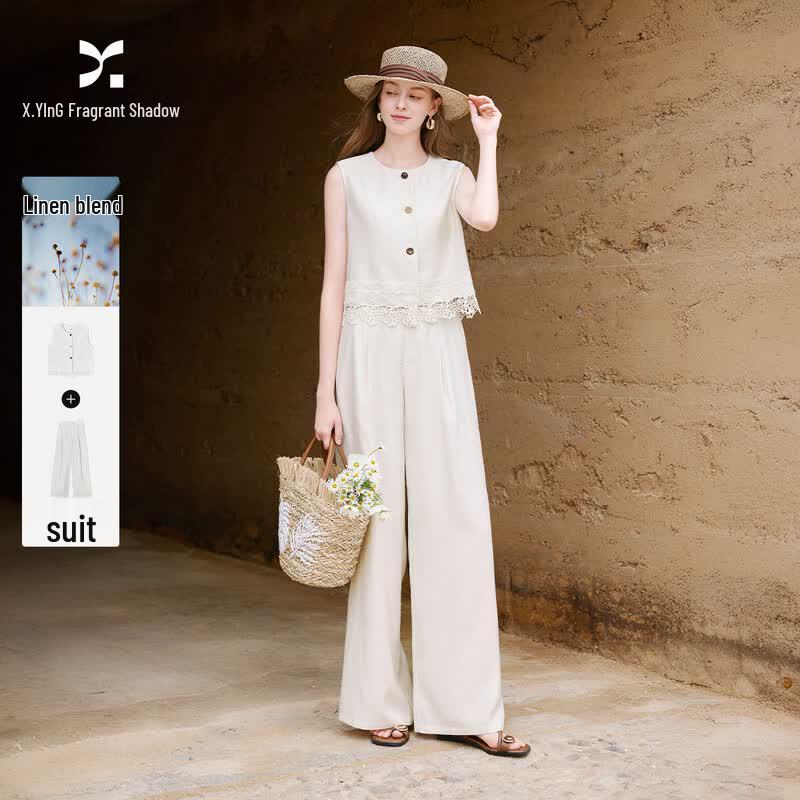 Women s Linen Blend Sleeveless Two-Piece Set M