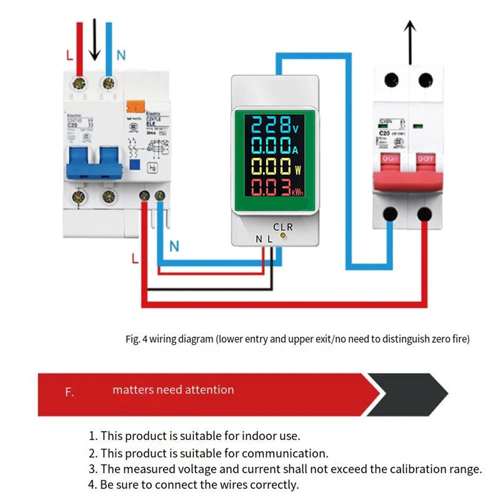 For PZEM-008 Din Rail Electricity Digital Power Energy Meter Watt Kwh Wattmeter Monitor Ammeter Voltmeter AC 50-300V 100A