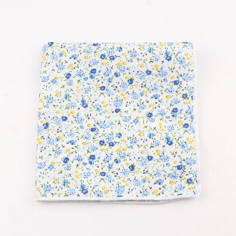 25cm Vintage Floral Cartoon Printed Handkerchief Cotton Women Men Wedding Suits Pocket Square Adult Gift Accessory High Quality