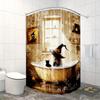 1pc Witch and Cat Bathtub Scene Shower Curtain - Mysterious Halloween Theme with Magical Elements, Polyester Material