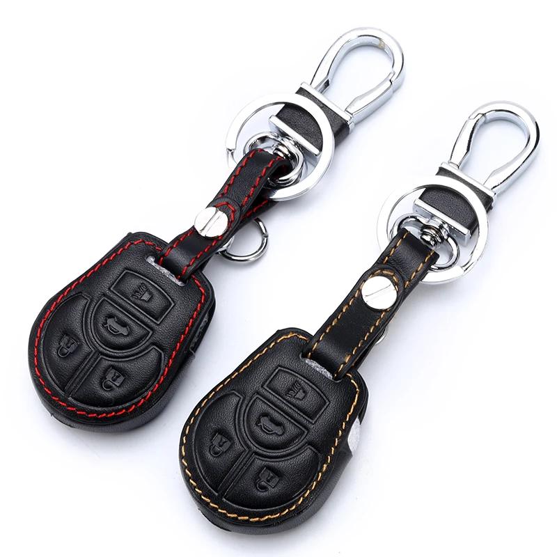 Car Key Cover Keychain Case For Nissan Teana X-Trail Murano March Geniss Qashqai Livina Sylphy Sunny Juke Almera Leather