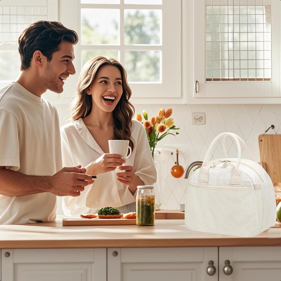

Lunch Box for Women Insulated Lunch Bag Cute Corduroy Lunchbag Reusable Lunchbox for Work pure beige United States