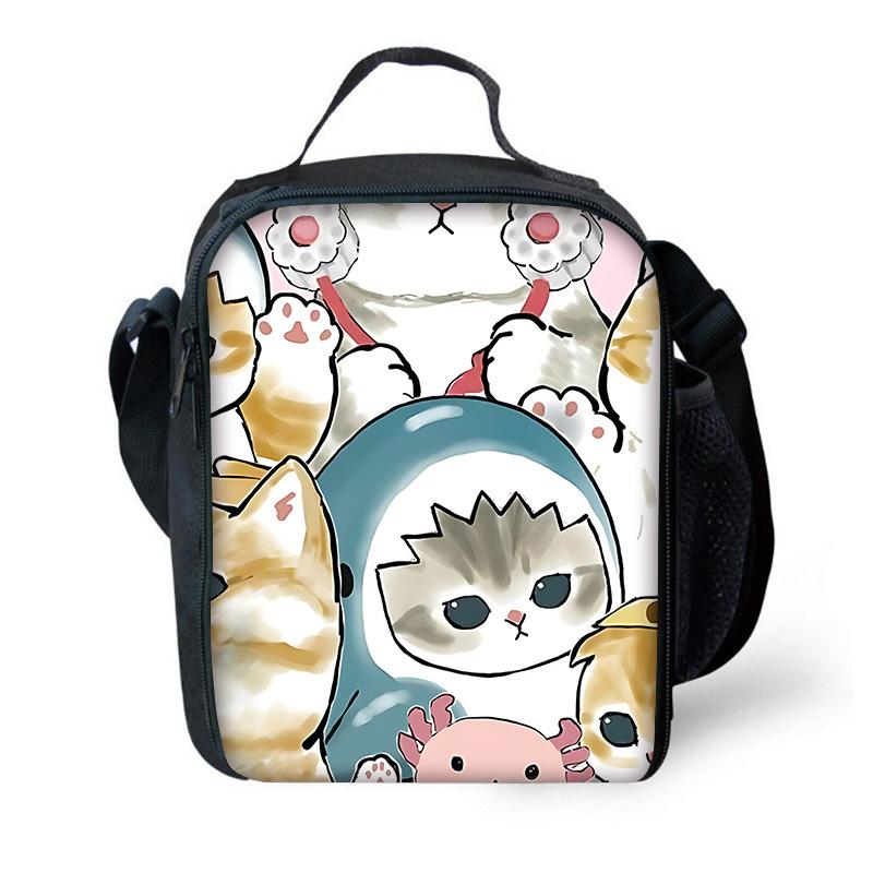 Child School Funny Cat M-mofusands-Backpack with Lunch Bags ,Pencil Bags ,School Bags for Boys Girls Best Gift