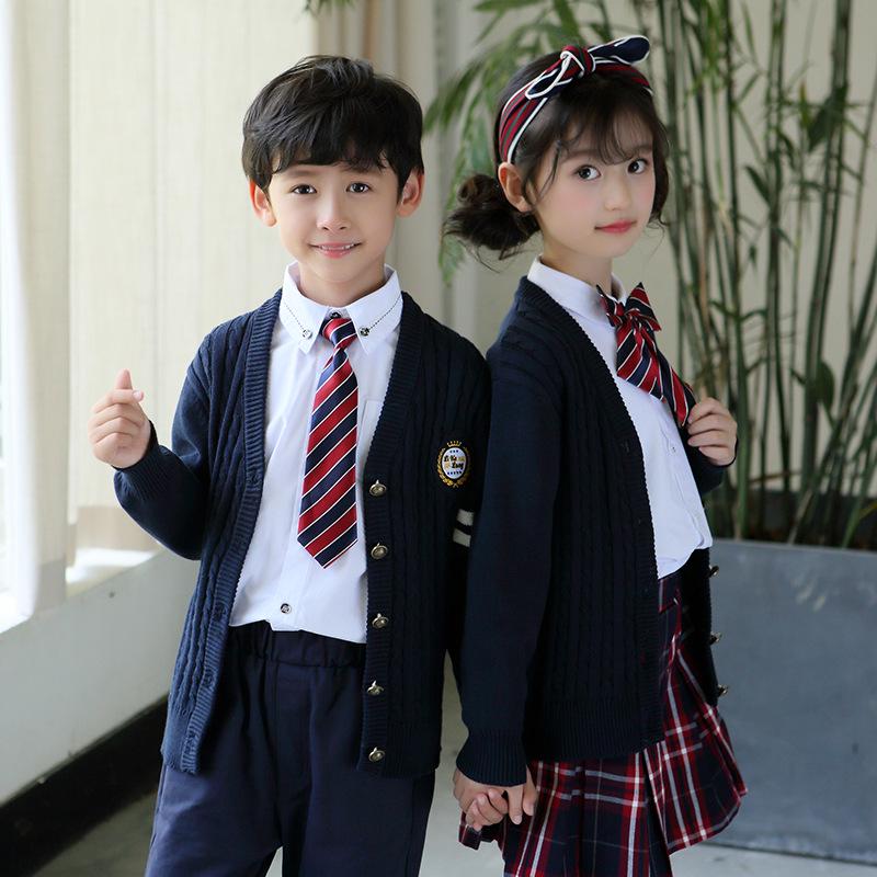2025 Spring & Fall Elementary School Knitted Cardigan Uniform Set for Boys & Girls