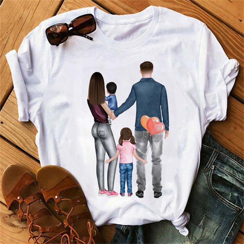 Women Fashion Love Family Short Sleeve T Shirt Mama Mom Mother Tshirts Cartoon Graphic T Top Lady Print Female Tee Shirt