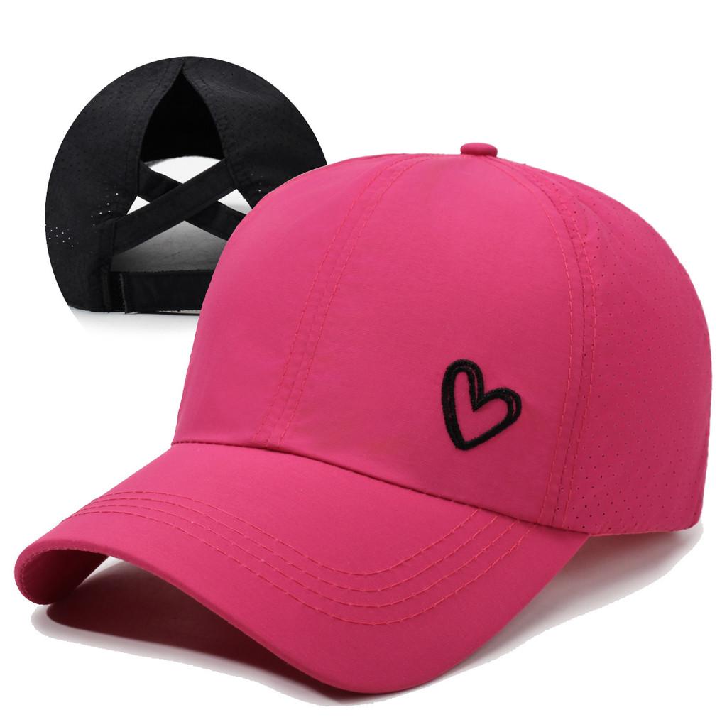 Baseball Cap Womens With Breathable And Cross Design Love Embroidery Heart