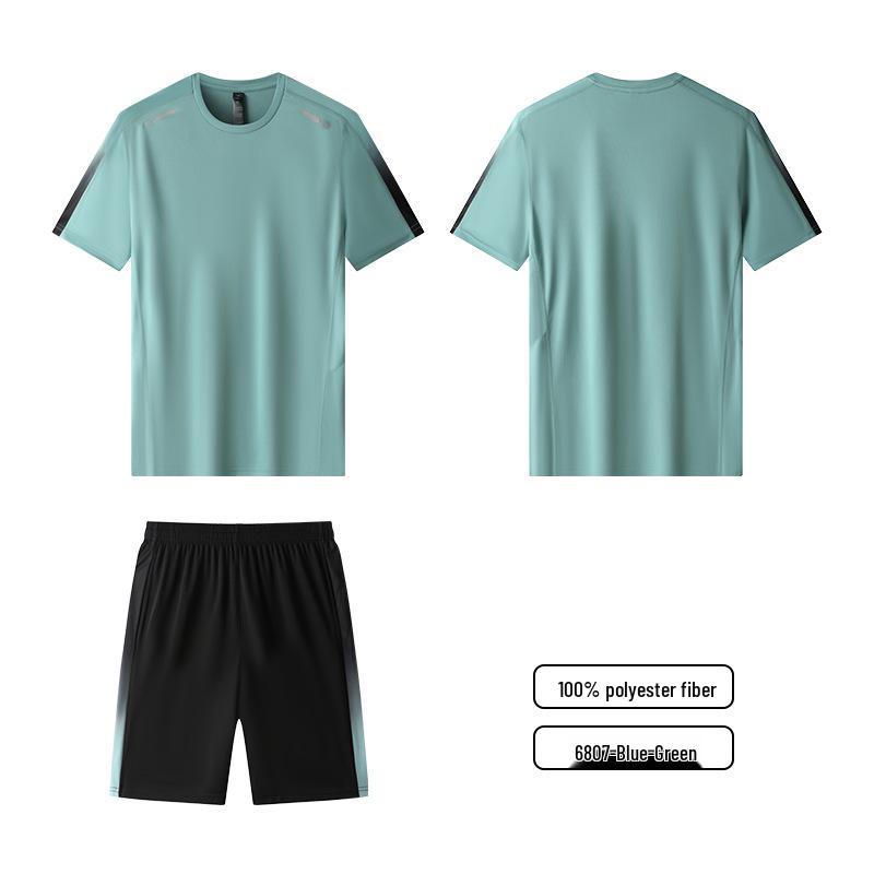 Men's Quick-Dry Short-Sleeve Sportswear Set for Summer Running and Fitness