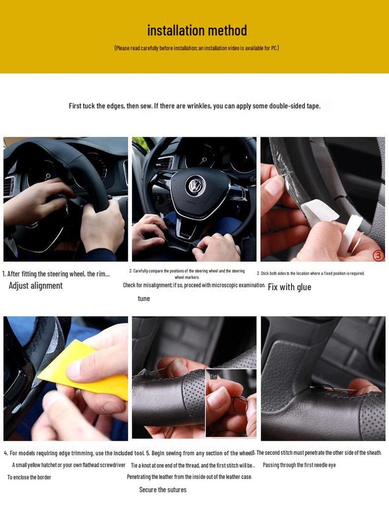 Pokrowiec na kierownicę Volvo S80L Prawdziwa skóra Zamsz Ręcznie szyty Pełne pokrycie dla modelu 2009