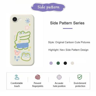 For iPhone 16e Case Frog Alligator Pattern Printing Straight Edge TPU Phone Back Cover