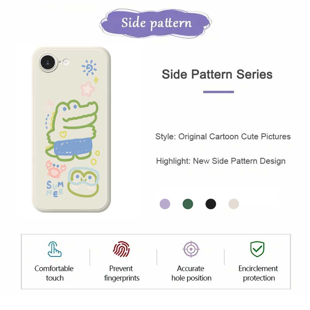 For iPhone 16e Case Frog Alligator Pattern Printing Straight Edge TPU Phone Back Cover