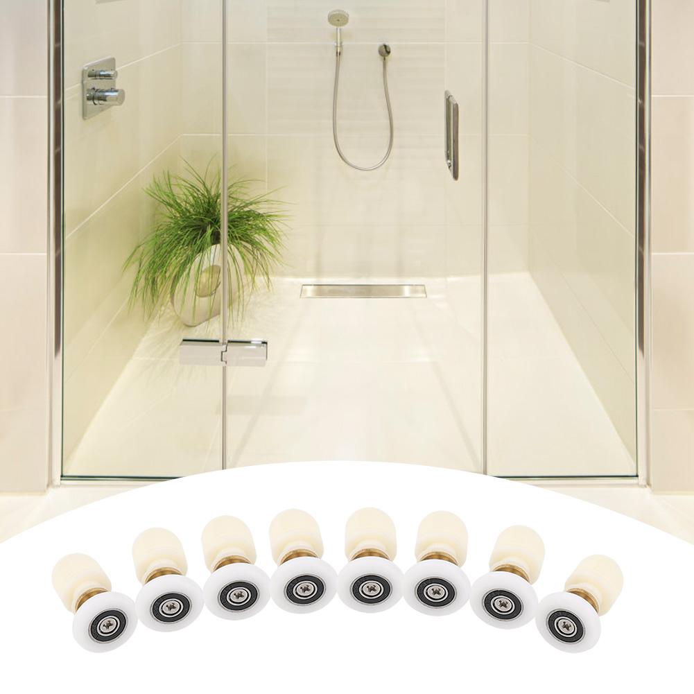 8pcs Brass ABS Sliding Glass Shower Door Rollers Runners Pulleys Bathroom Doors Hardware (27mm)