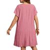 Women's Dress Summer Holiday Dress Solid Color V-neck Loose Short-sleeved Dress