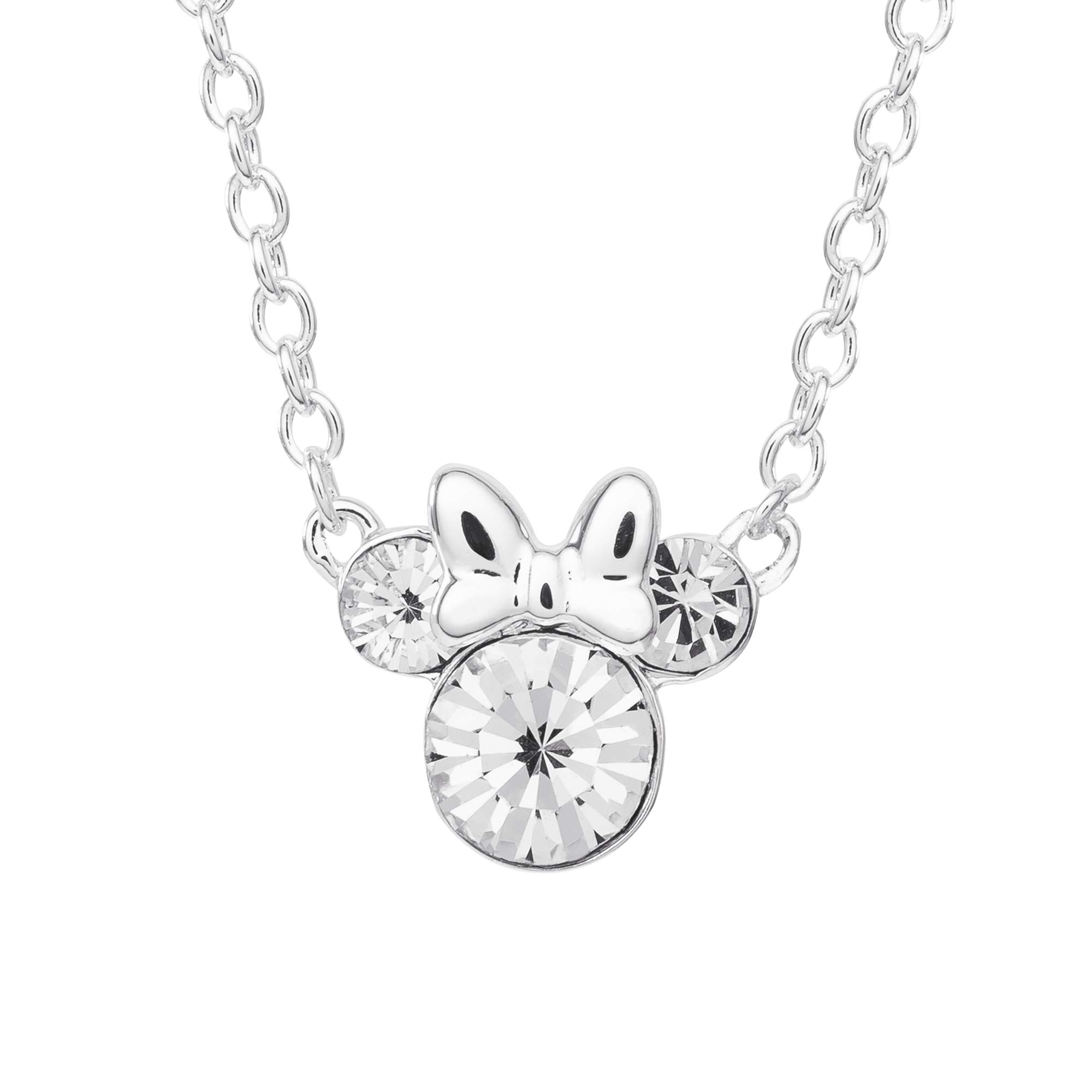 

Disney Minnie Mouse Crystal Birthstone Silver Plated Pendant Necklace Clear