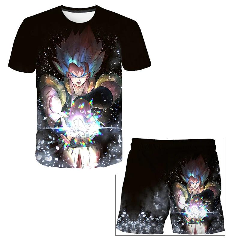 2025 Summer New Fashion Dragon Ball Tshirt Shorts 2 Piece Sets Kids Tracksuit Vegeta Clothes 3D Printed Dragon Ball T Shirts  Suit