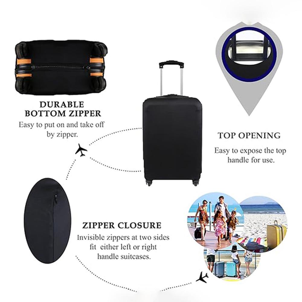 Luggage Cover Suitcase Protector Travel Suitcase Cover Anti Scratch Luggage Protector Washable Fits 18-32 Inch Luggage (Black)