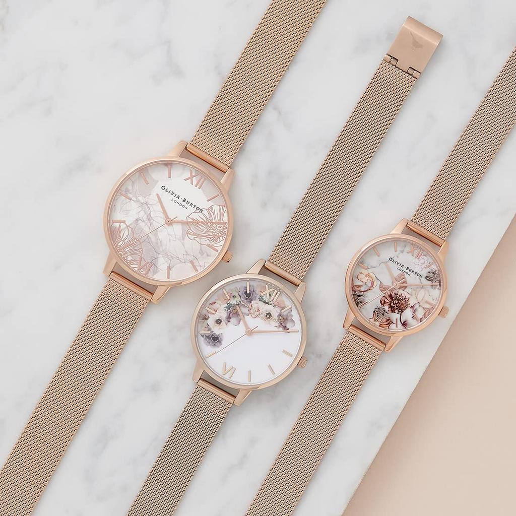 Olivia Burton Uhr Marmor Floral Roségold Mesh [OLIVIA BURTON] Damen / [Offizieller Händler]