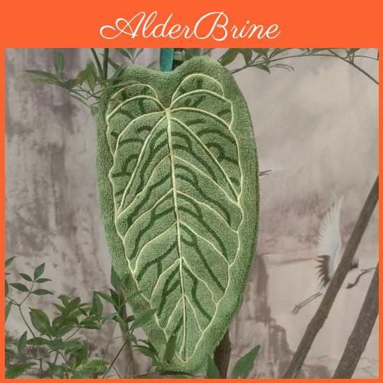 Doublesided Hand Leaf Shape Towel Hanging Towel Lintfree Absorbent Leaf Towel With Hanging Loop For Kitchen Bathroom Use