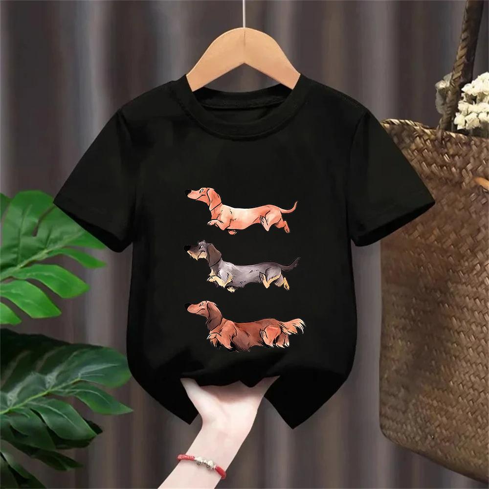 Dachshund Teckel Cute Dog Kids Tshirt Cute Printing Shirt Fashion TShirt for Casual Tops Short Sleeve