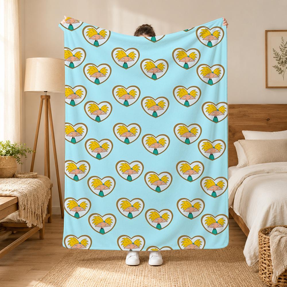 Hey Arnold Cartoon Throw 240g flannel blanket, suitable for sofas, beds, offices,  exquisite gift blankets