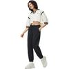 Li Ning SS23 China Culture Series Solid Color Logo Embroidered Drawstring Cuffed Sports Pants Women Bottoms Black AKLT258-6