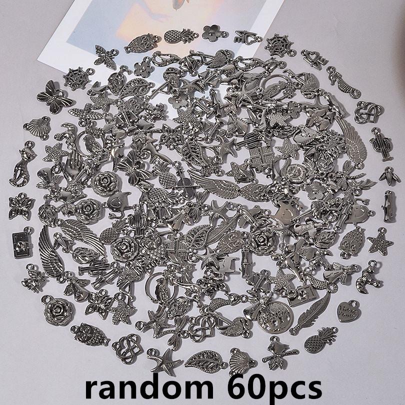 30/60/100 szt. Wielokolorowa Losowa Mieszanka Stop Metalowy Urocze Zawieszki Do Tworzenia Biżuterii Akcesoria Zwierzę Roślina Muszla DIY Bransoletki Wisiorek