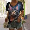Vintage Animal Women's T-Shirt Top V Neck Shirt