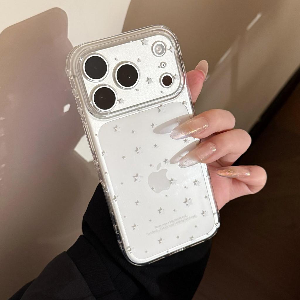 Transparent White Star Phone Case Compatible with iPhone 16, iPhone 17, and iPhone 17 Pro Max