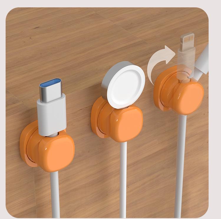 Rotatable Desktop Cable Organizer and Management Clip for Mobile Charging