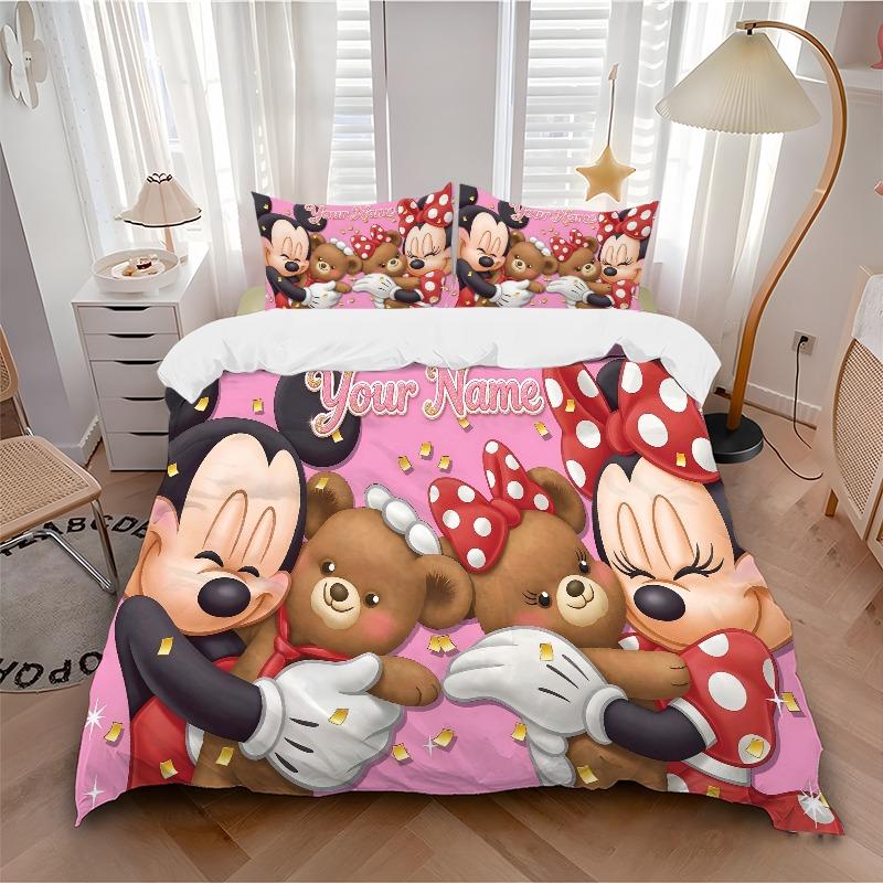 Custom 3pcs Mickey Minnie Love Bedding Sets For All Sizes New 123D Printed Bed Cover Comforter Duvet Cover Pillowcase Bedroom Decoration