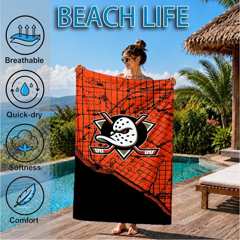 Anaheim Ducks Eishockey Team Strandtuch, Schnelltrocknend, Pflegeleicht, Geeignet für Fitness und Strandurlaub, Sport-Essential