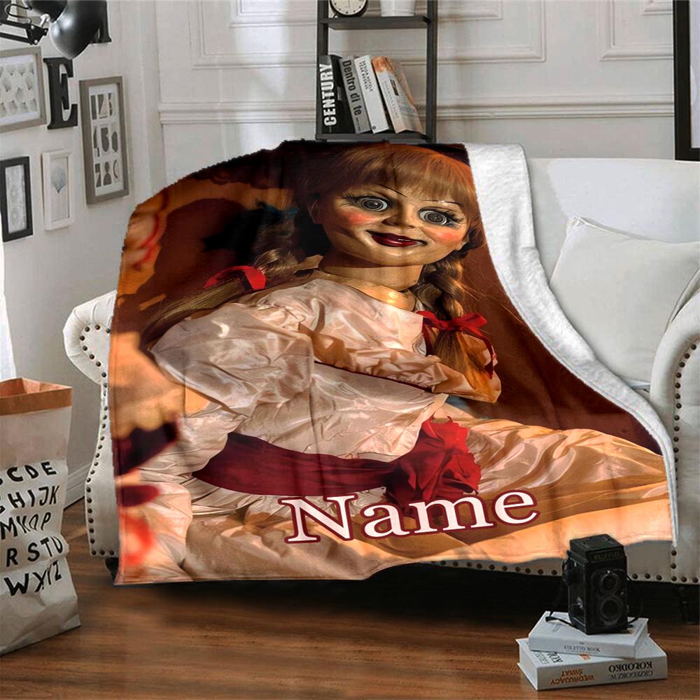 Custom Name Halloween horror Theme Printed Blanket - Perfect for Couch, Bed, Travel & Outdoor Use | Machine Washable, Cozy & Durable.
