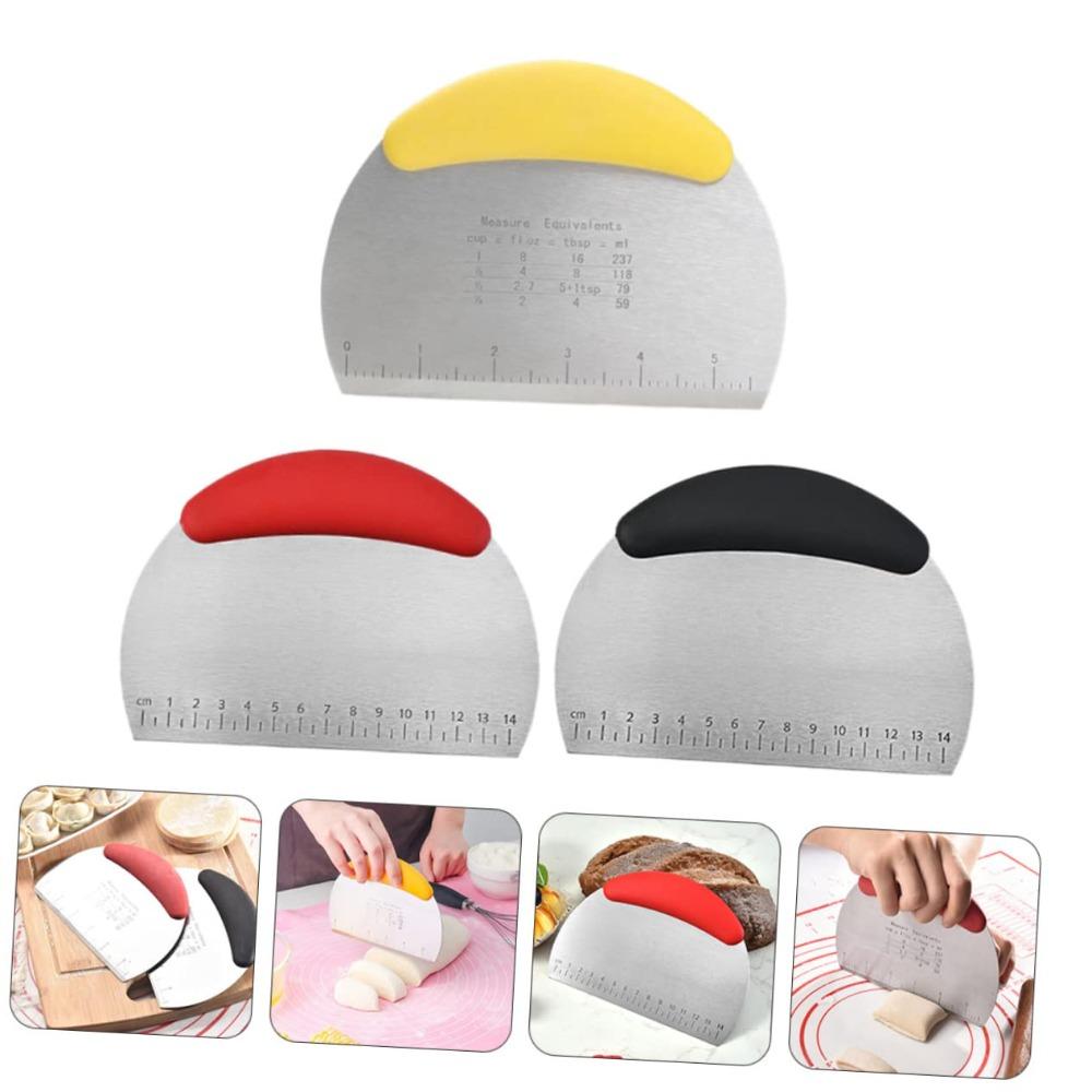Double Side Measuring Scale Dough Pastry Scraper Non-Slip Handle Cream Scraping Baking Scraper