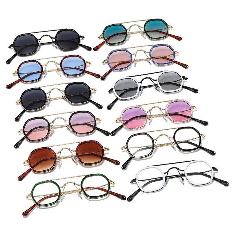 SHAUNA Retro Double Bridges Polygon Square Sunglasses Women Fashion Clear Ocean Gradient Lens Shades UV400 Men Punk Sun Glasses