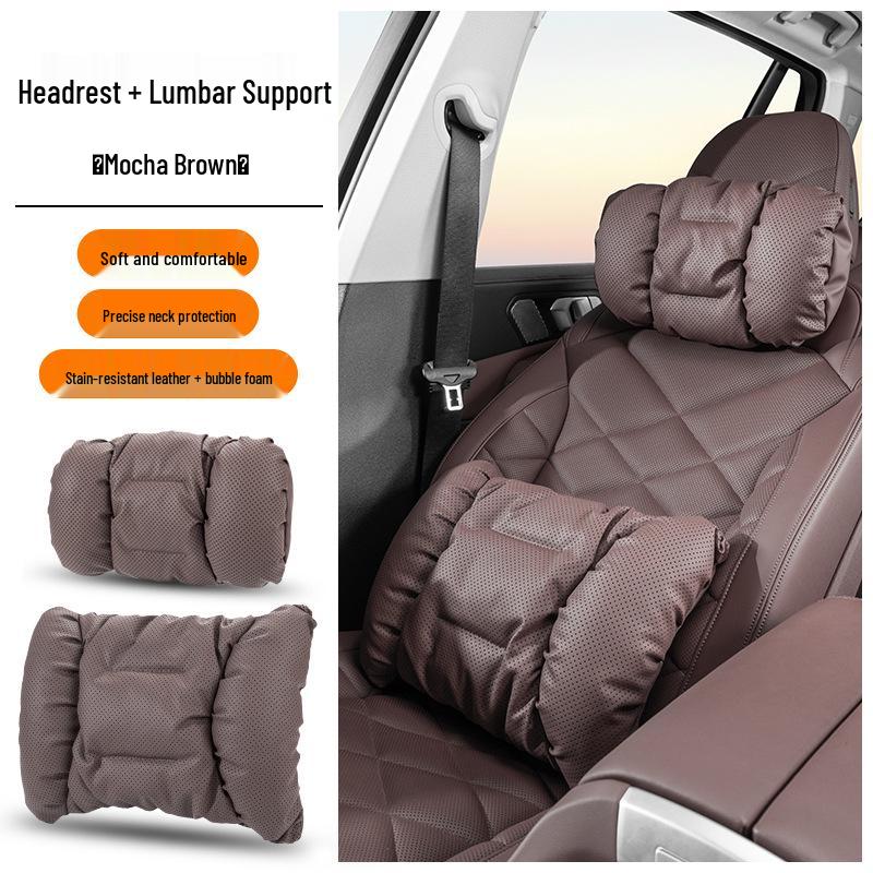 Universal Car Headrest & Lumbar Support Cushion for All Seasons - Fits Tesla & Mercedes