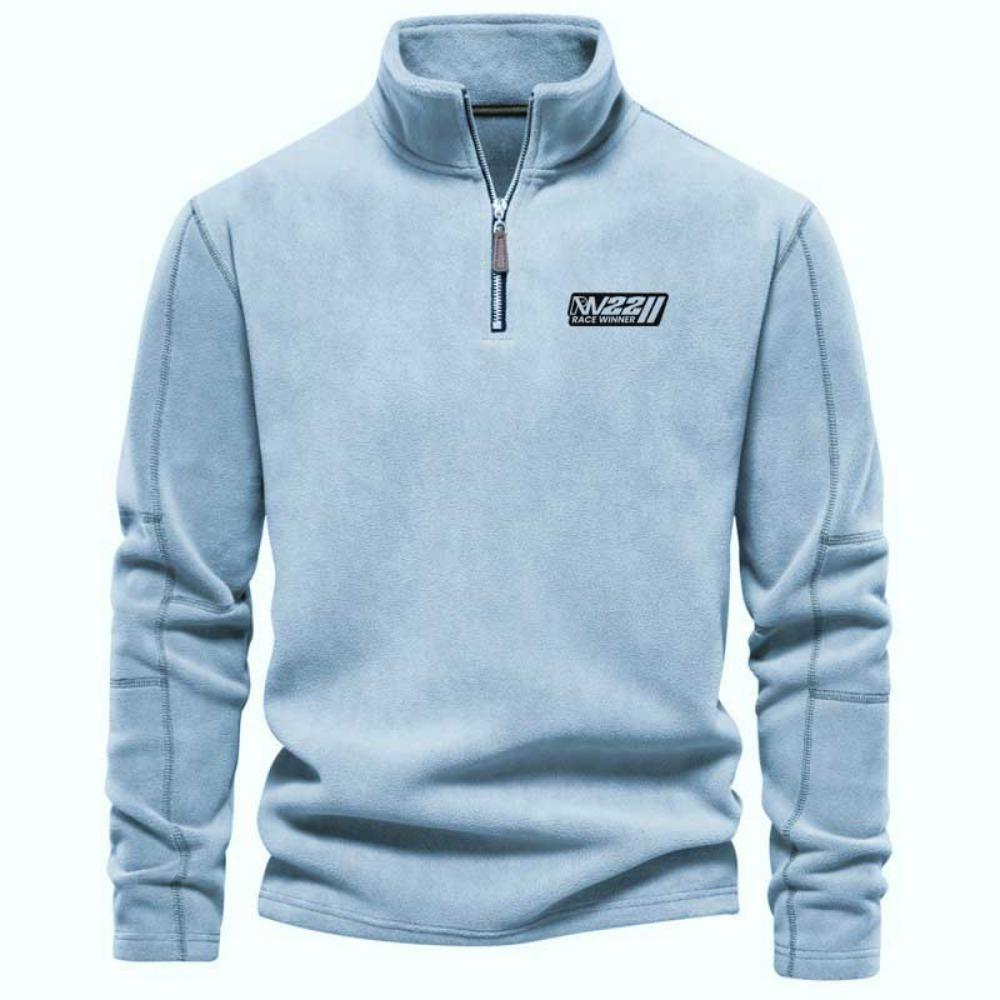 Men's Fleece Warm V-neck Zipper Sweatshirt Outdoor Sports Coats Pullover Men's Casual Outwear