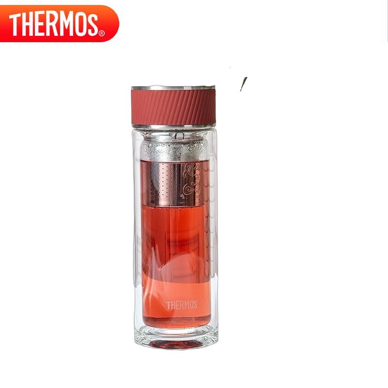 Thermos TCGA-400 Double-Layer Glass Tea Infuser Bottle 400ml